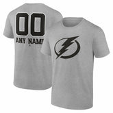Tampa Bay Lightning Big & Tall Personalized Name & Number Monochrome T-Shirt Gray