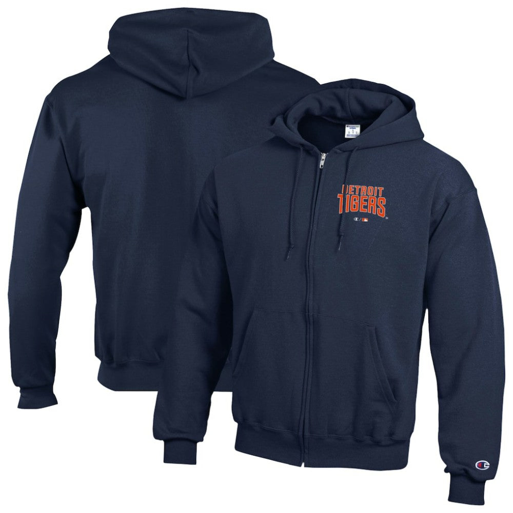 Detroit Tigers Champion Eco Powerblend Full-Zip Hoodie - Navy