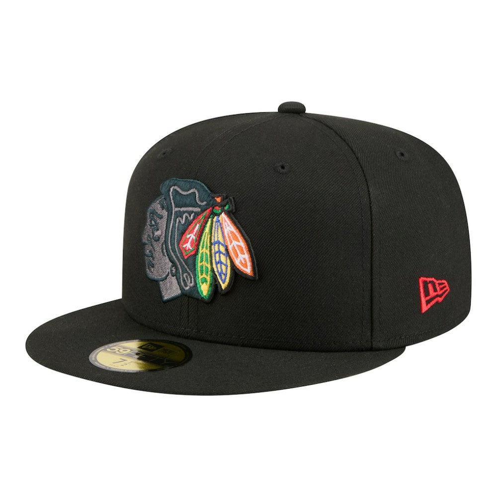 Chicago Blackhawks New Era Color Pop 59FIFTY Fitted Hat Black