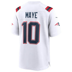 Drake Maye New England Patriots Super Bowl LX Patch Game Jersey - White | Nike for sale