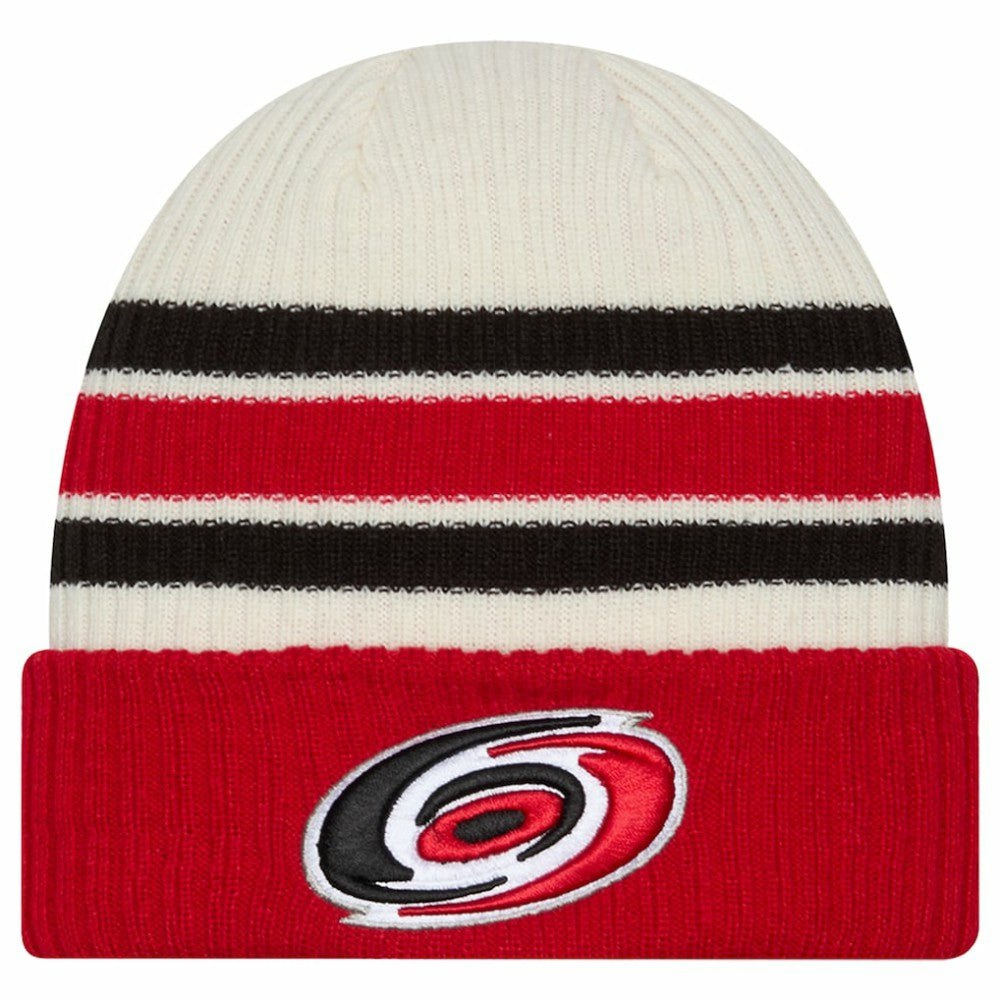 Carolina Hurricanes New Era Vintage Cuffed Knit Hat Cream/Red