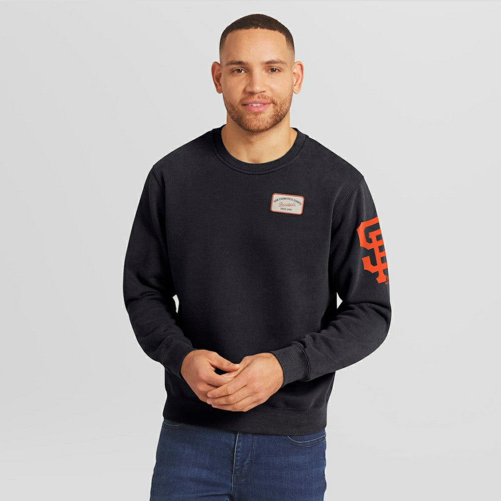 San Francisco Giants Darius Rucker Collection Washed Crew Neck Pullover Sweatshirt - Black