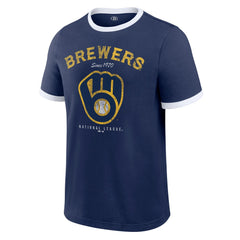 Milwaukee Brewers Darius Rucker Collection Washed Ringer T-Shirt - Navy