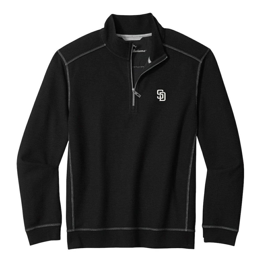 San Diego Padres Tommy Bahama Montego Bay Half-Zip Sweatshirt - Black
