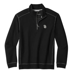 San Diego Padres Tommy Bahama Montego Bay Half-Zip Sweatshirt - Black