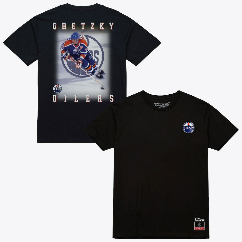 Wayne Gretzky Edmonton Oilers Mitchell & Ness Photo T-Shirt Black