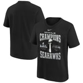 Seattle Seahawks Youth Super Bowl LX Champions Locker Room Trophy Collection Replica T-Shirt - Black | Nike for sale