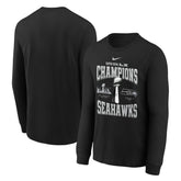 Seattle Seahawks Youth Super Bowl LX Champions Locker Room Trophy Collection Long Sleeve T-Shirt - Black | Nike on sale
