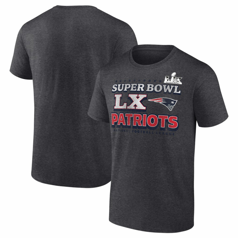 New England Patriots Super Bowl LX Big & Tall Battle Prep T-Shirt - Heather Charcoal for sale