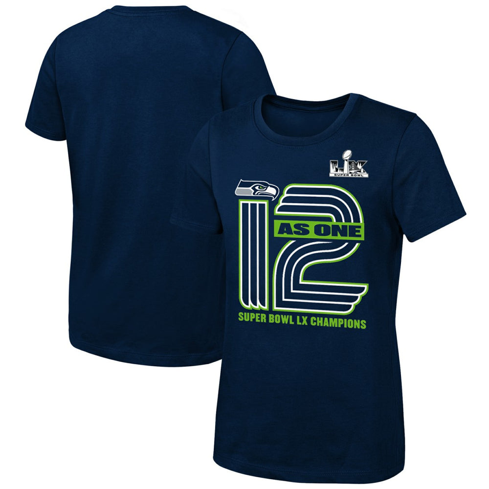 Seattle Seahawks Girls Youth Super Bowl LX Champions On Top T-Shirt - College Navy discount