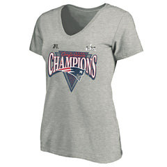 New England Patriots Women's 2025 AFC Champions Plus Size Hail Mary Tri-Blend V-Neck T-Shirt - Heather Gray outlet