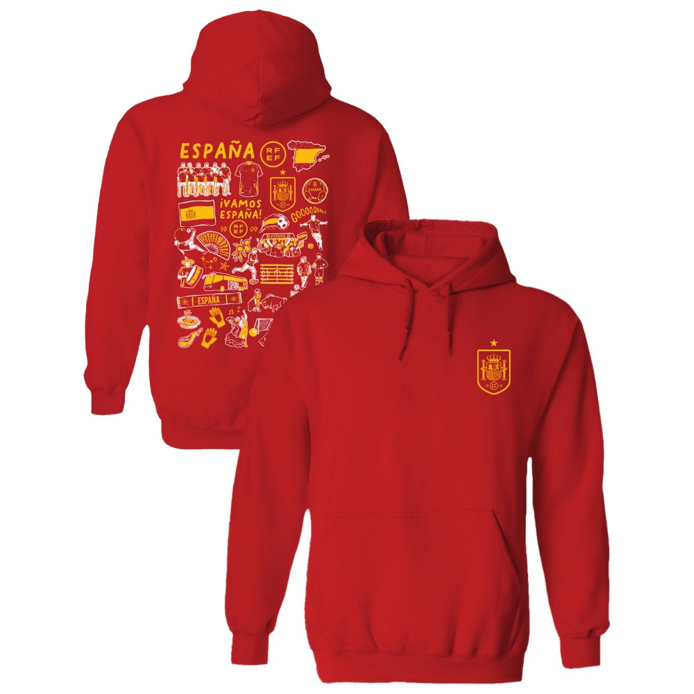 Spain National Team Vive La Fete Women's Impressions Artwork Hoodie - Red discount