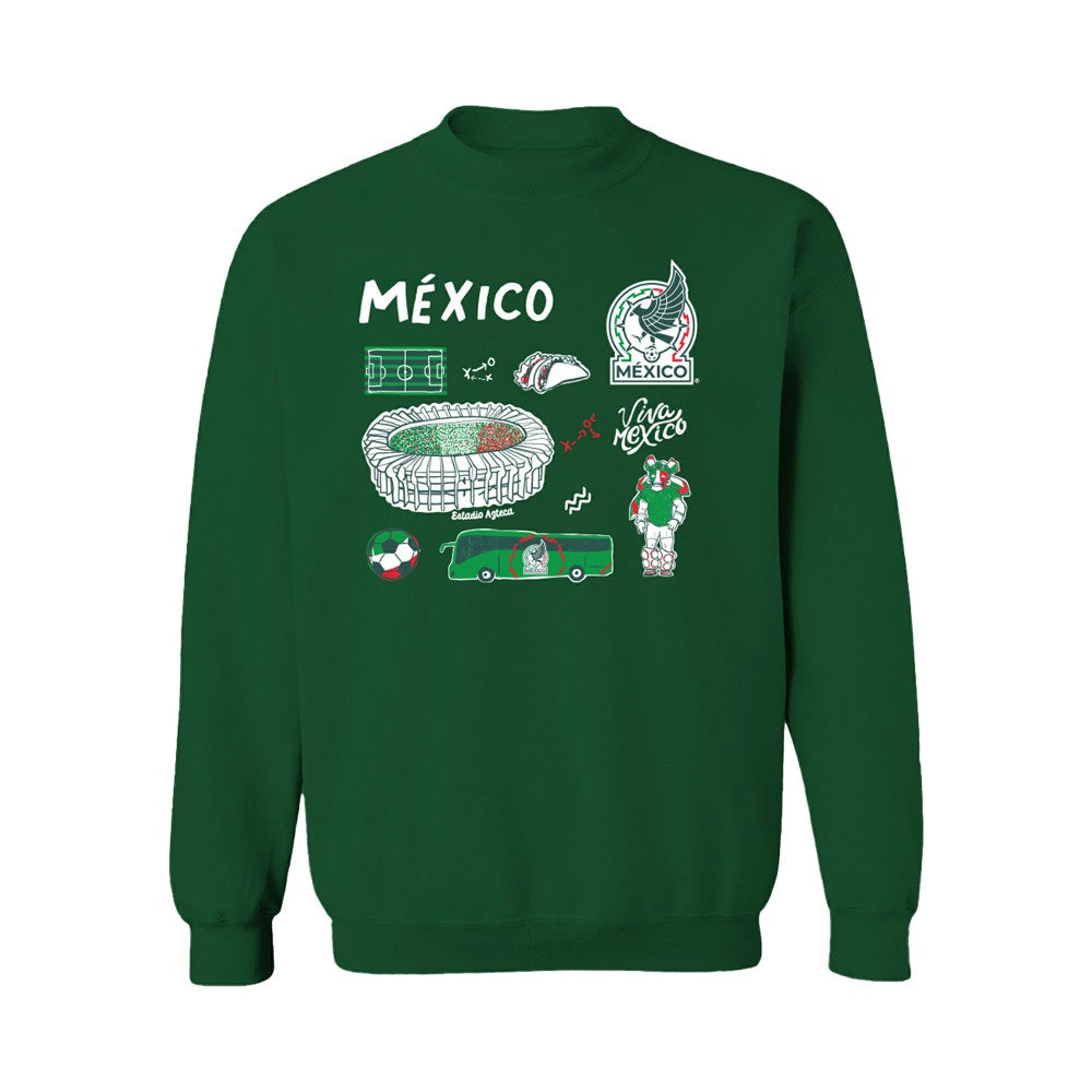 Mexico National Team Vive La Fete Women's Impressions Icons Sweatshirt - Green on sale