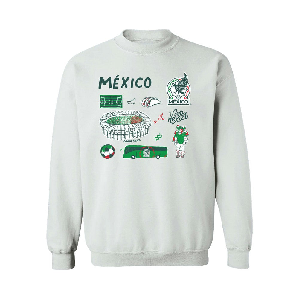 Mexico National Team Vive La Fete Women's Impressions Icons Sweatshirt - White sale