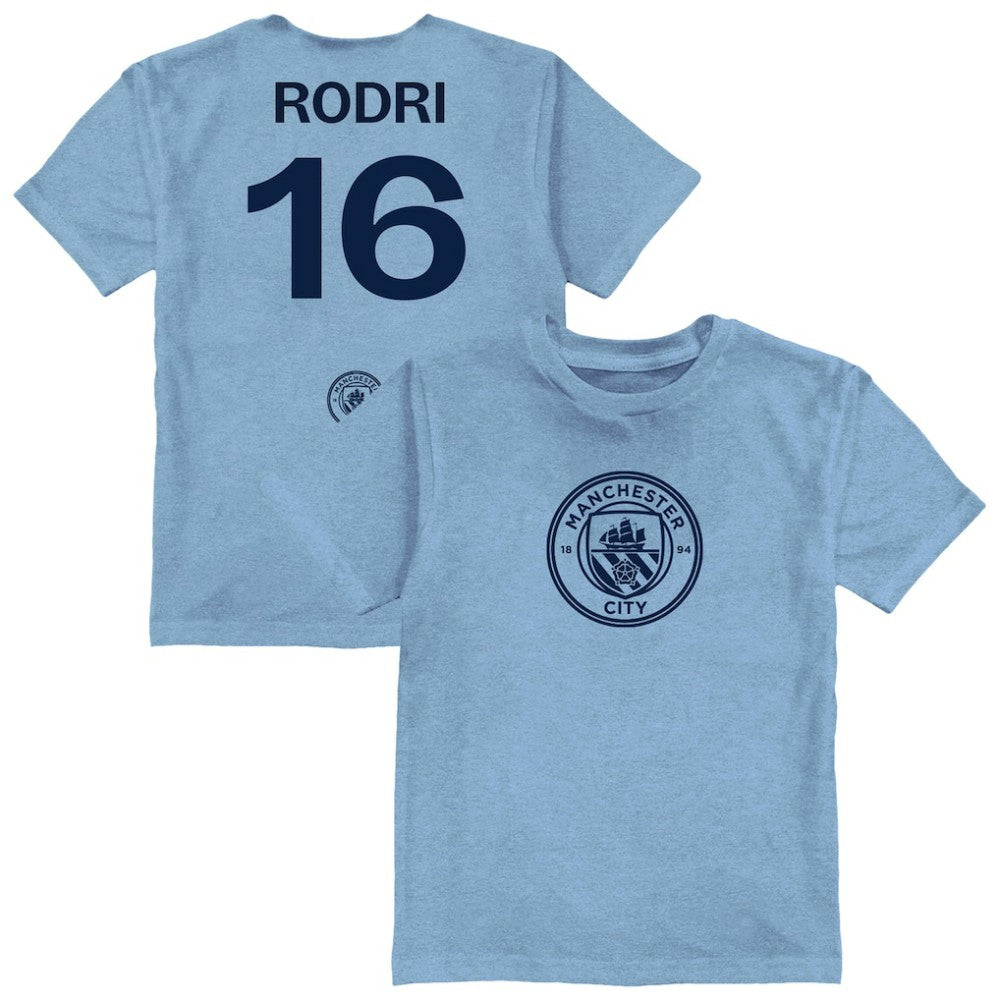 Rodri Manchester City Vive La Fete Youth Player Name & Number Color Badge T-Shirt - Light Blue outlet