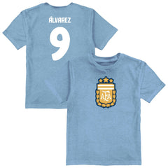 Julián Álvarez Argentina National Team Vive La Fete Youth Player Name & Number Color Badge T-Shirt - Light Blue outlet