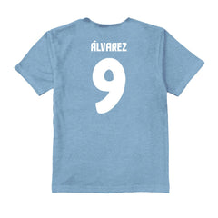 Julián Álvarez Argentina National Team Vive La Fete Youth Player Name & Number Color Badge T-Shirt - Light Blue outlet