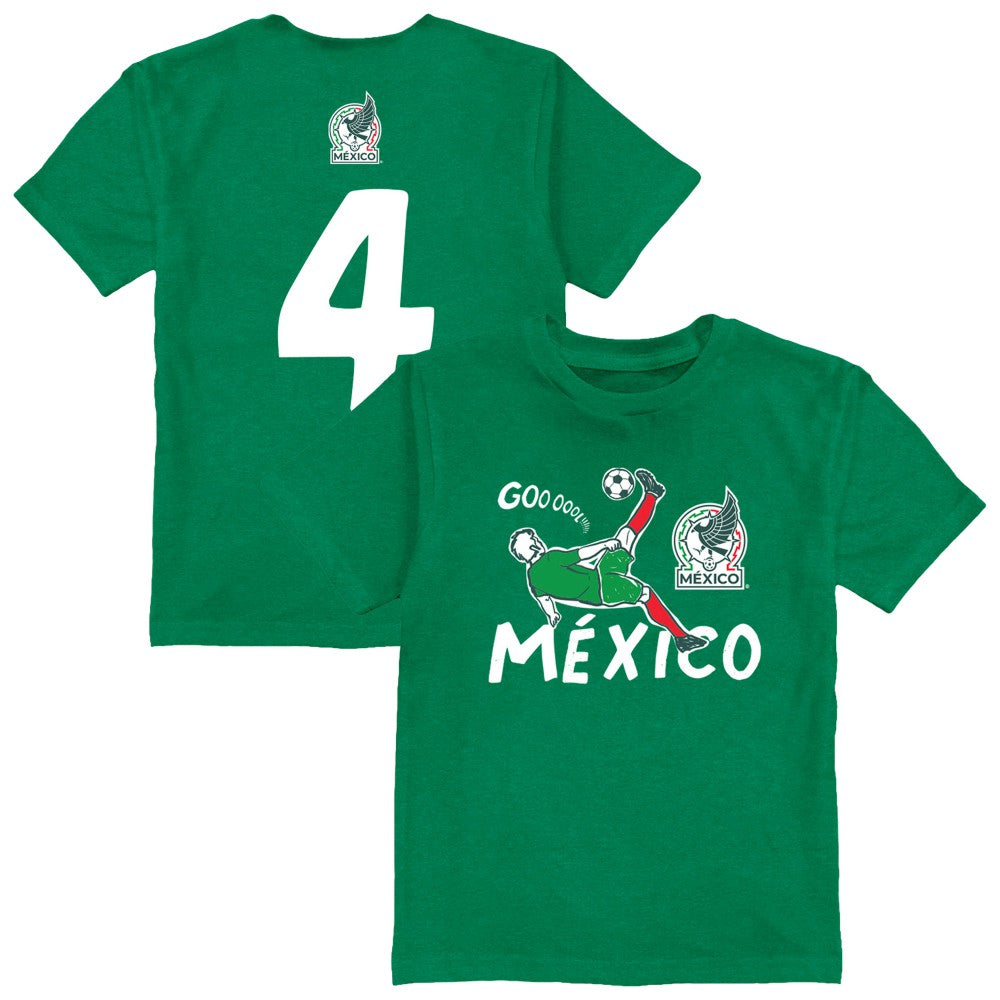 Edson Álvarez Mexico National Team Vive La Fete Youth Player Name & Number Chilena Style T-Shirt - Green online