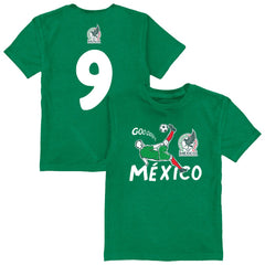 Raúl Jiménez Mexico National Team Vive La Fete Youth Player Name & Number Chilena Style T-Shirt - Green on sale