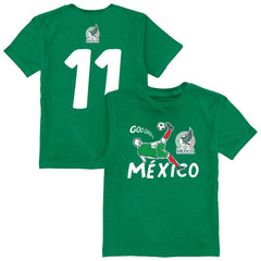 Santiago Gimenez Mexico National Team Vive La Fete Youth Player Name & Number Chilena Style T-Shirt - Green on sale