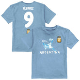 Julián Álvarez Argentina National Team Vive La Fete Youth Player Name & Number Chilena Style T-Shirt - Light Blue for sale
