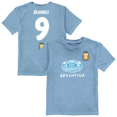 Julián Álvarez Argentina National Team Vive La Fete Youth Player Name & Number Stadium Style T-Shirt - Light Blue cheap