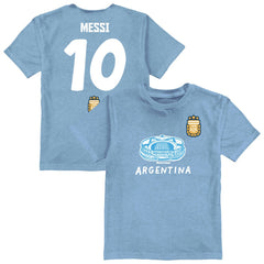 Lionel Messi Argentina National Team Vive La Fete Youth Player Name & Number Stadium Style T-Shirt - Light Blue for sale
