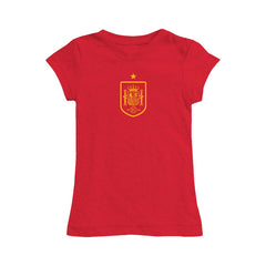 Spain National Team Vive La Fete Girls Youth Color Badge Fitted T-Shirt - Red sale