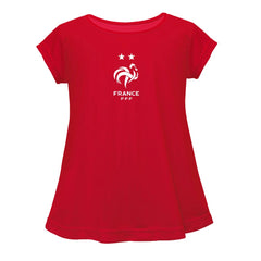 France National Team Vive La Fete Girls Youth Color Badge A-Line Top - Red cheap