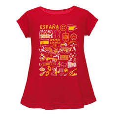 Spain National Team Vive La Fete Girls Youth Impressions Artwork A-Line Top - Red on sale