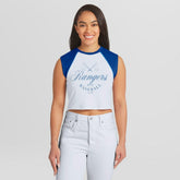 Texas Rangers WEAR by Erin Andrews Women's Cooperstown Cropped Raglan Tank Top - White