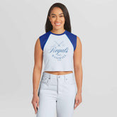 Kansas City Royals WEAR by Erin Andrews Women's Cooperstown Cropped Raglan Tank Top - White