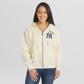 New York Yankees WEAR by Erin Andrews Women's Full-Zip Hoodie - Cream
