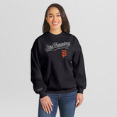 San Francisco Giants WEAR by Erin Andrews Women's Heavyweight Crew Neck Sweatshirt - Black