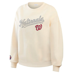 Washington Nationals WEAR by Erin Andrews Women's Heavyweight Crew Neck Sweatshirt - Cream