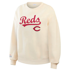 Cincinnati Reds WEAR by Erin Andrews Women's Heavyweight Crew Neck Sweatshirt - Cream