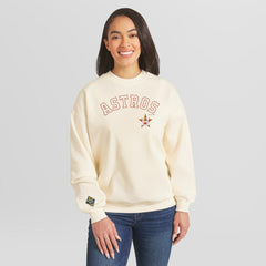 Houston Astros WEAR by Erin Andrews Women's Heavyweight Crew Neck Sweatshirt - Cream