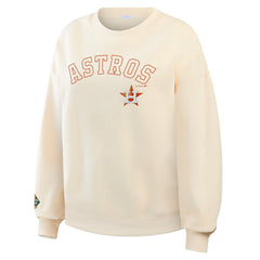 Houston Astros WEAR by Erin Andrews Women's Heavyweight Crew Neck Sweatshirt - Cream