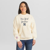 New York Yankees WEAR by Erin Andrews Women's Heavyweight Crew Neck Sweatshirt - Cream