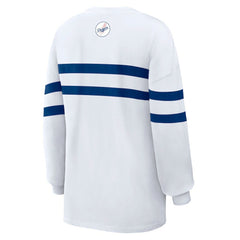Los Angeles Dodgers WEAR by Erin Andrews Women's Oversized Long Sleeve Striped T-Shirt - White