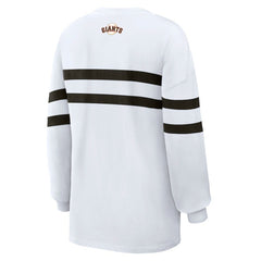 San Francisco Giants WEAR by Erin Andrews Women's Oversized Long Sleeve Striped T-Shirt - White