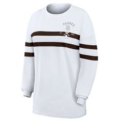 San Diego Padres WEAR by Erin Andrews Women's Oversized Long Sleeve Striped T-Shirt - White