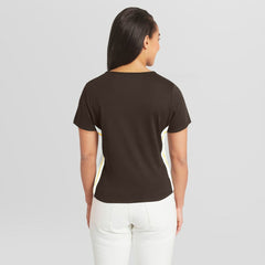 San Diego Padres WEAR by Erin Andrews Women's Notch Neck Cropped T-Shirt - Brown