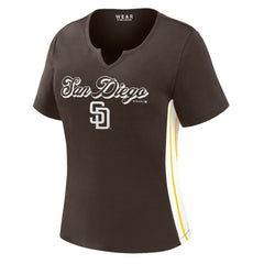 San Diego Padres WEAR by Erin Andrews Women's Notch Neck Cropped T-Shirt - Brown