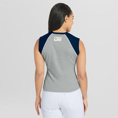 Cleveland Guardians WEAR by Erin Andrews Women's Cropped Raglan Tank Top - Heather Gray