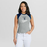 Detroit Tigers WEAR by Erin Andrews Women's Cropped Raglan Tank Top - Heather Gray