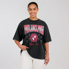 Philadelphia Phillies WEAR by Erin Andrews Women's Oversized Boyfriend T-Shirt - Black