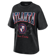 Atlanta Braves WEAR by Erin Andrews Women's Oversized Boyfriend T-Shirt - Black