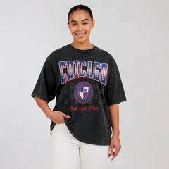 Chicago Cubs WEAR by Erin Andrews Women's Oversized Boyfriend T-Shirt - Black
