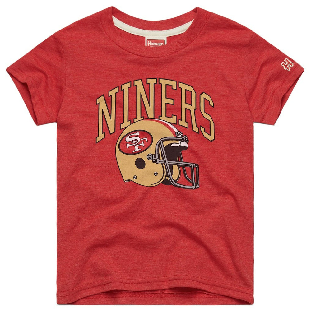 San Francisco 49ers Homage Youth Helmet Retro Tri-Blend T-Shirt - Scarlet outlet
